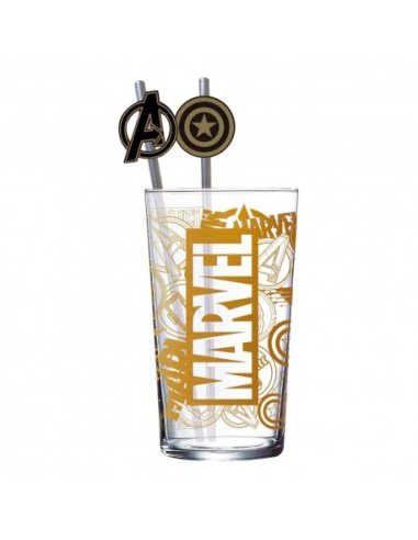 Marvel Vaso Tumbler con pajitas metálicas 485 ml