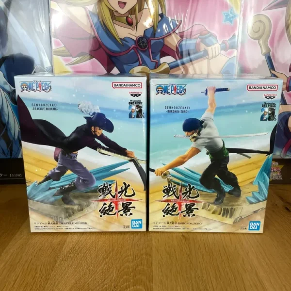 One Piece – Lot de 2 figurines Roronoa Zoro & Dracule Mihawk Senkou Zekkei 11–12 cm Banpresto