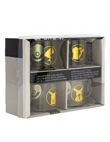 SET 4 TAZAS DE CRISTAL EXPRESSO POKEMON