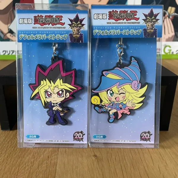 Yu-Gi-Oh! Lot 2 Keychain Yami Yugi & Black Magician Girl Deformed Rubber Strap 20th Anniversary